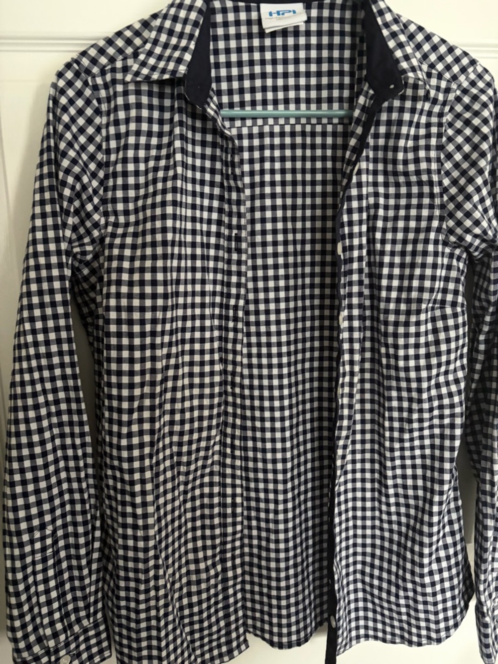 HP Navy and White Gingham Button-Down Shirt